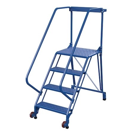 Vestil 70 H Steel Tip N Roll Straddle, Grip, 4 Step, 50 deg., 4 in Steps LAD-TRS-50-4-G